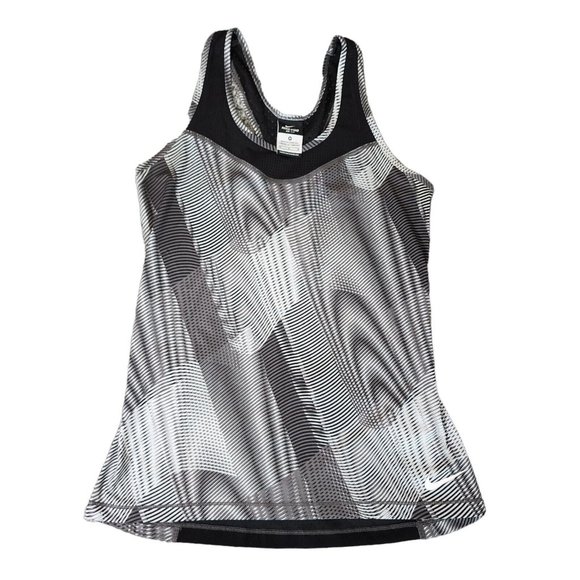 Nike Tops - Nike Pro Dri Fit Tank Top Medium Black White Razorback Running Vented Mesh‎ Back